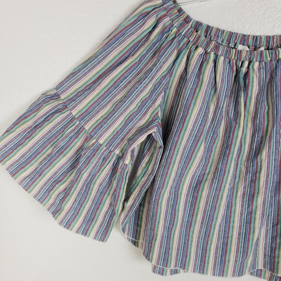 See by Chloe Off the Shoulder Multi Striped Seersucker Top Blouse size 38 M - Picture 15 of 16
